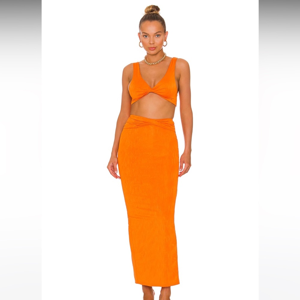 Superdown Joana Maxi Skirt Set in Tangerine
